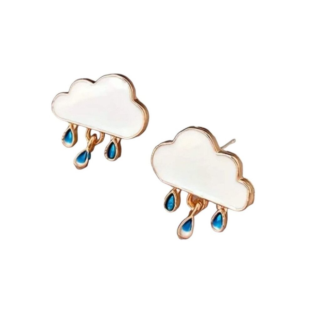 RAIN CLOUD ENAMEL STUD EARRINGS